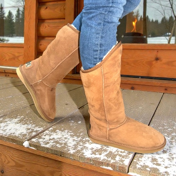 Australia Luxe Collective Cody Sheepskin Tan Suede Tall Shearling Boots Size 7 - Picture 3 of 11
